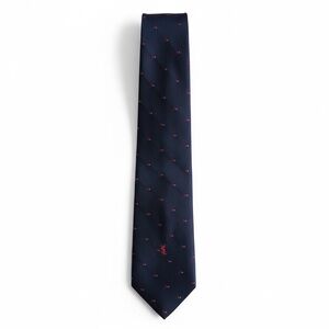 Yves Saint Laurent Vintage 90’s Silk Tie Navy Red Logo Classic Designer Necktie